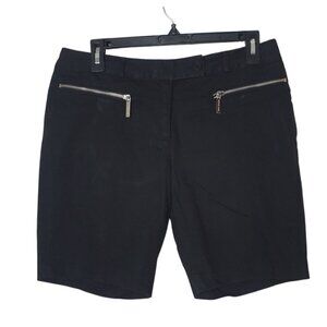 Michael Kors Womens Black Shorts 6 Zip Pockets Luxe Cotton Edgy Work Minimalist